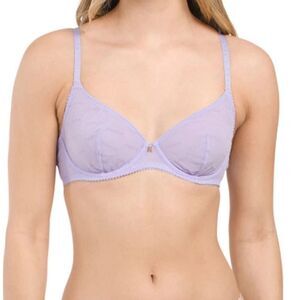Savage X Fenty Purple Flocked Logo Mesh Unlined Bra